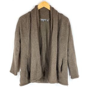 Vince Open Front Cardigan Sweater Taupe Chunky Knit Wool Cashmere Oversized S